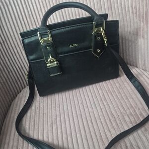 Aldo Black and Gold Satchel